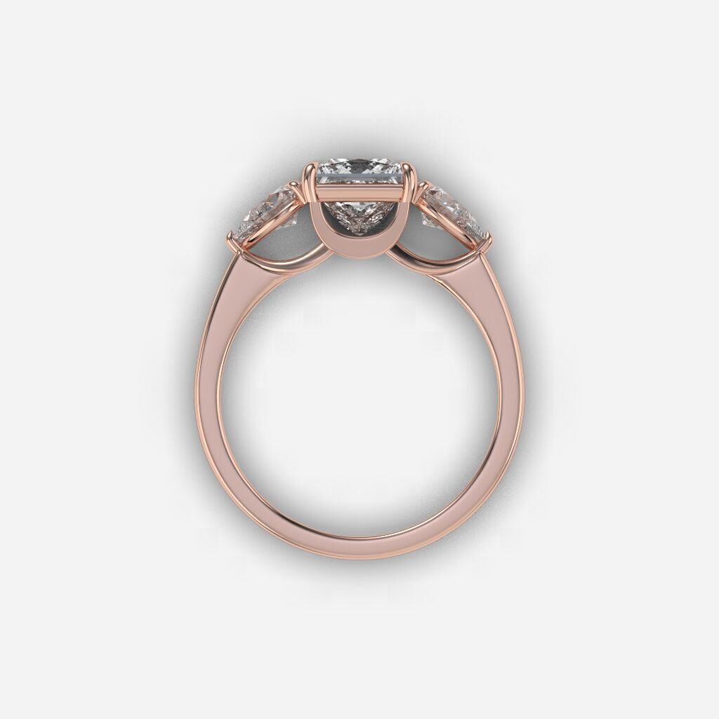 Three Stone diamond Ring 3D print model_7