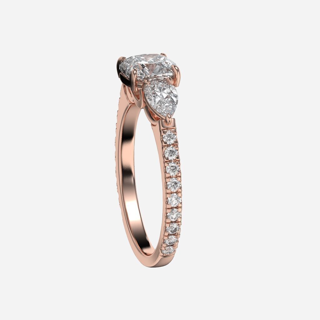 Three Stone diamond Ring 3D print model_8