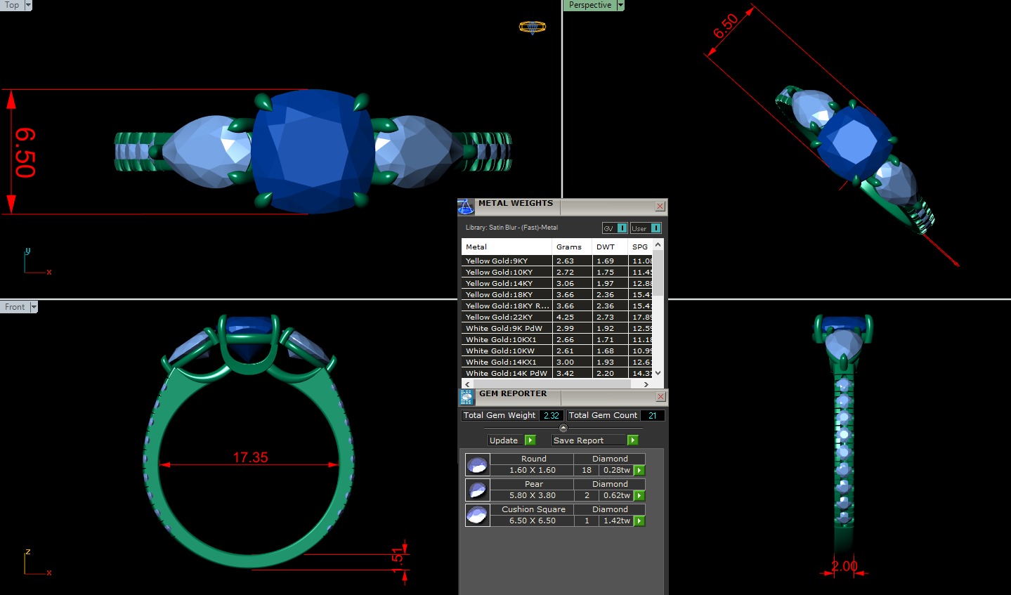 Three Stone diamond Ring 3D print model_9