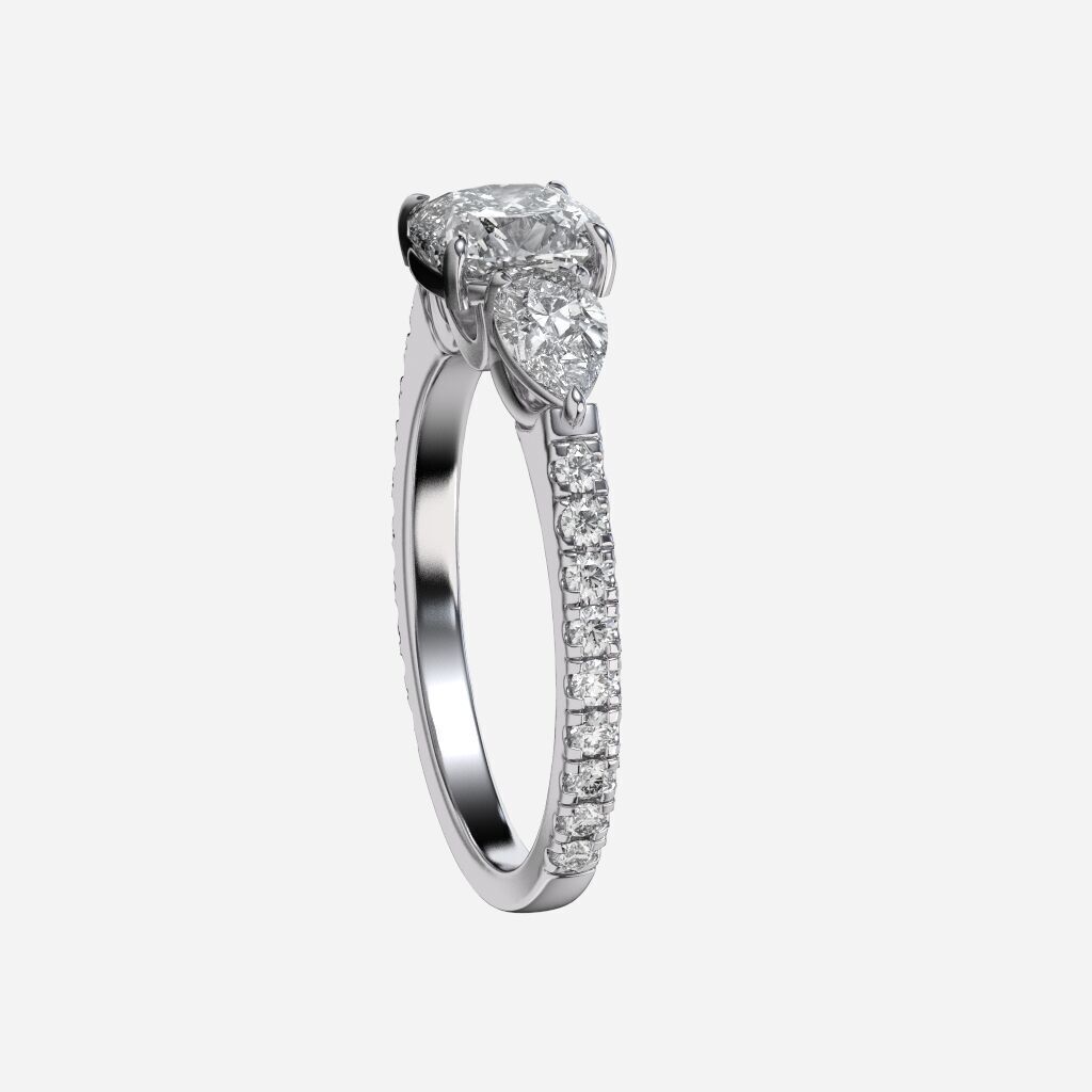 Three Stone diamond Ring 3D print model_13