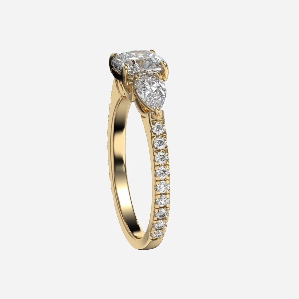 Three Stone diamond Ring 3D print model_3