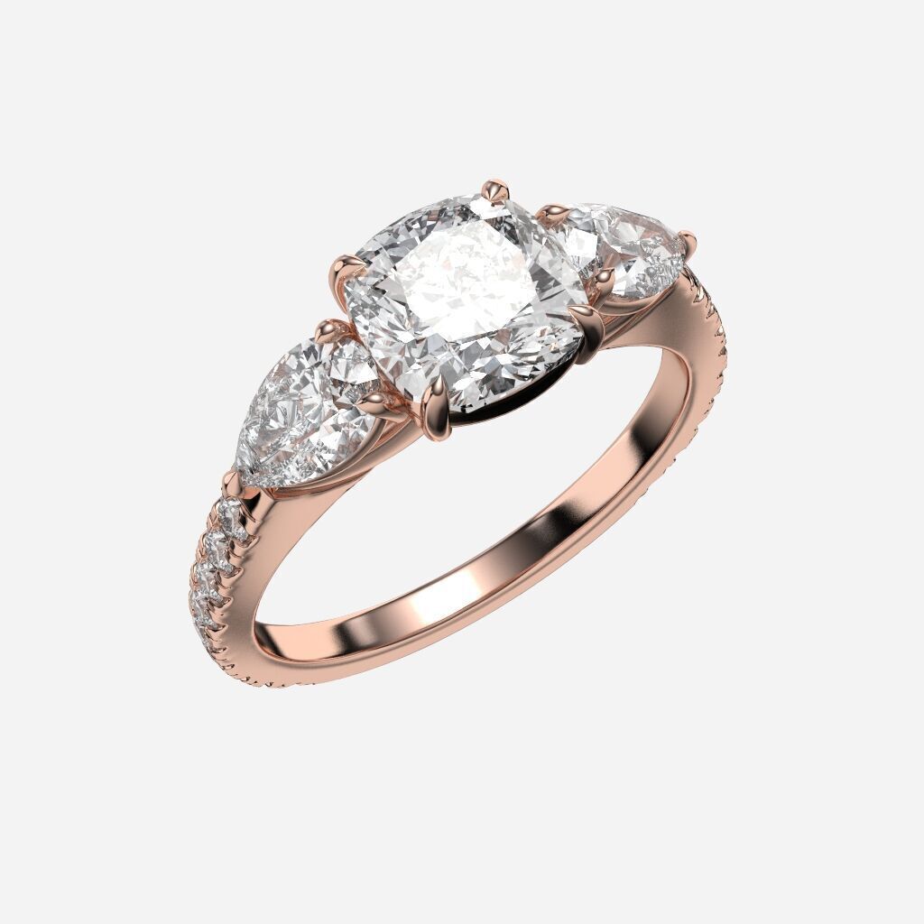Three Stone diamond Ring 3D print model_6