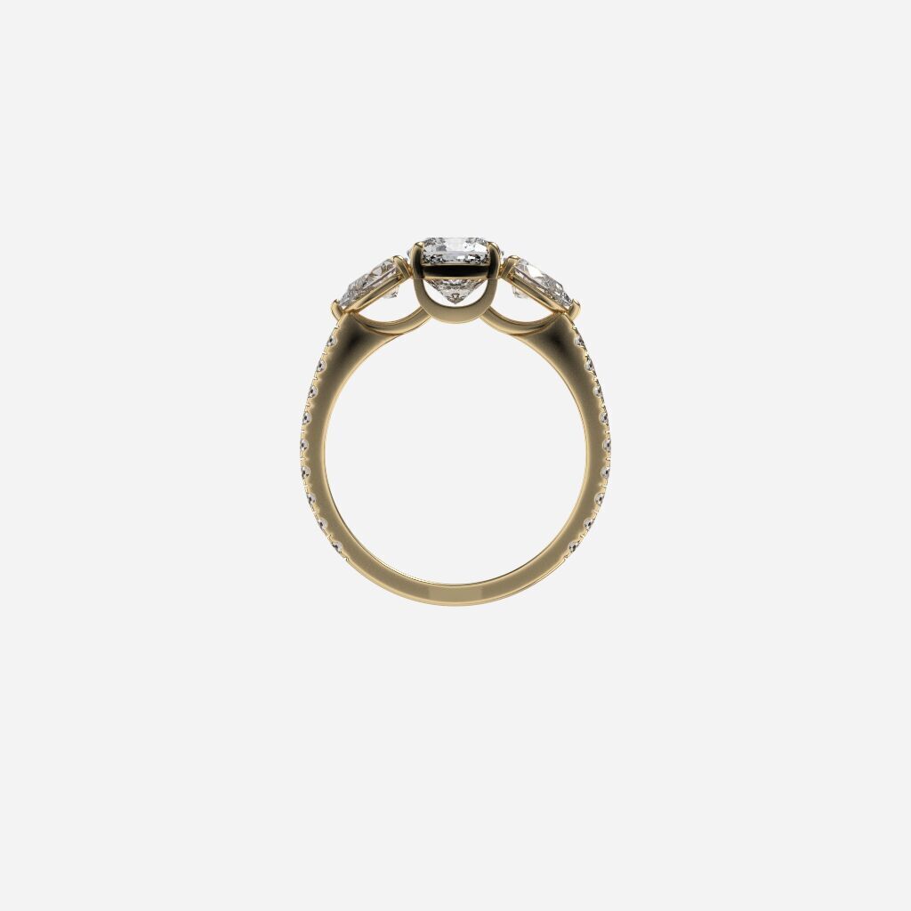 Three Stone diamond Ring 3D print model_4