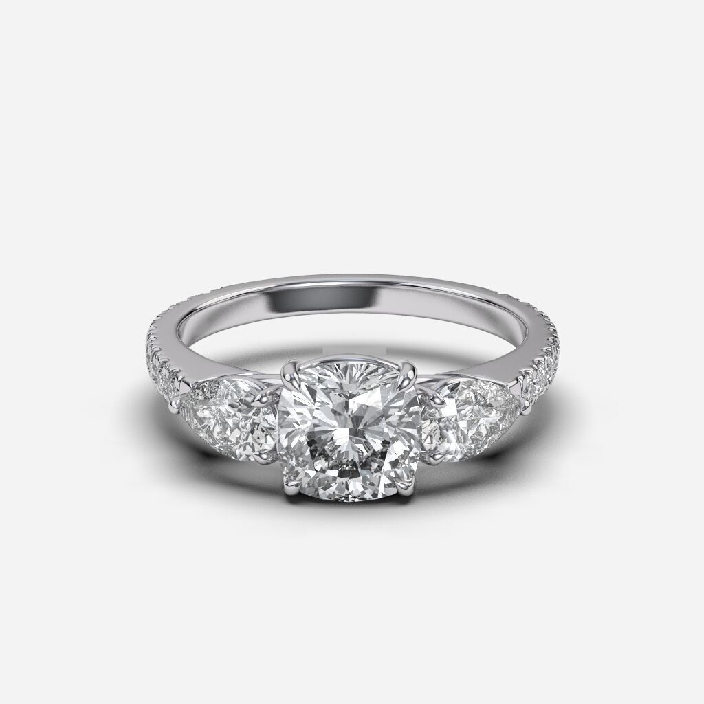 Three Stone diamond Ring 3D print model_10