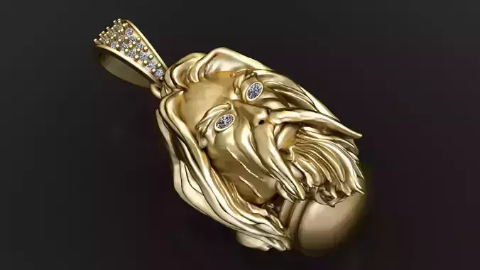 JESUS FACE PENDANT 3D PRINTABLE MODEL 