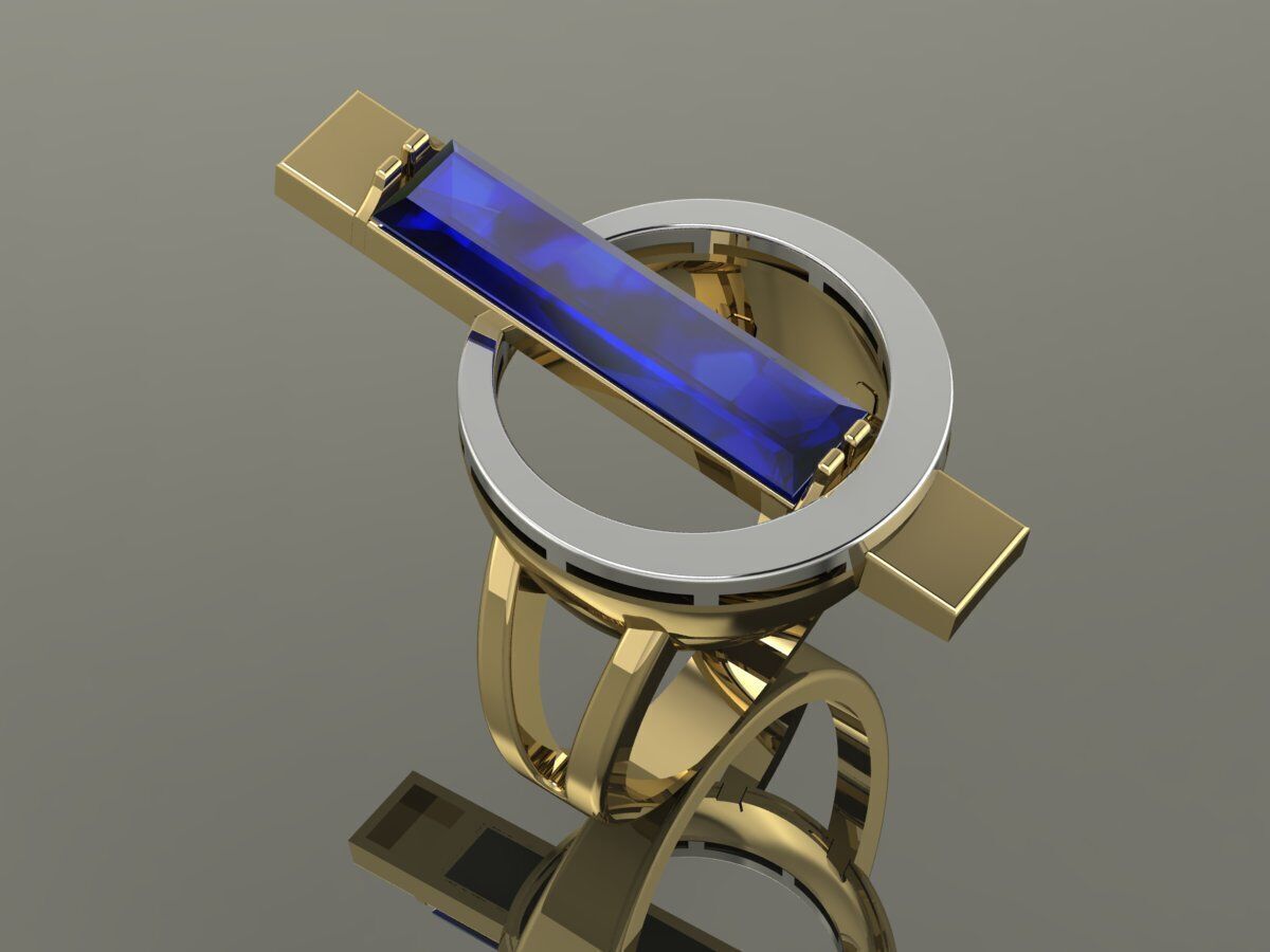 Elegant ring Gold 3D print model_1