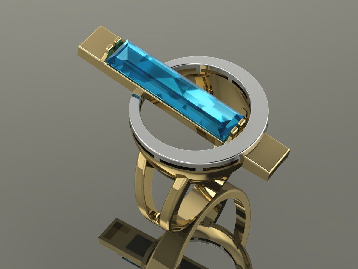 Elegant ring Gold 3D print model_2