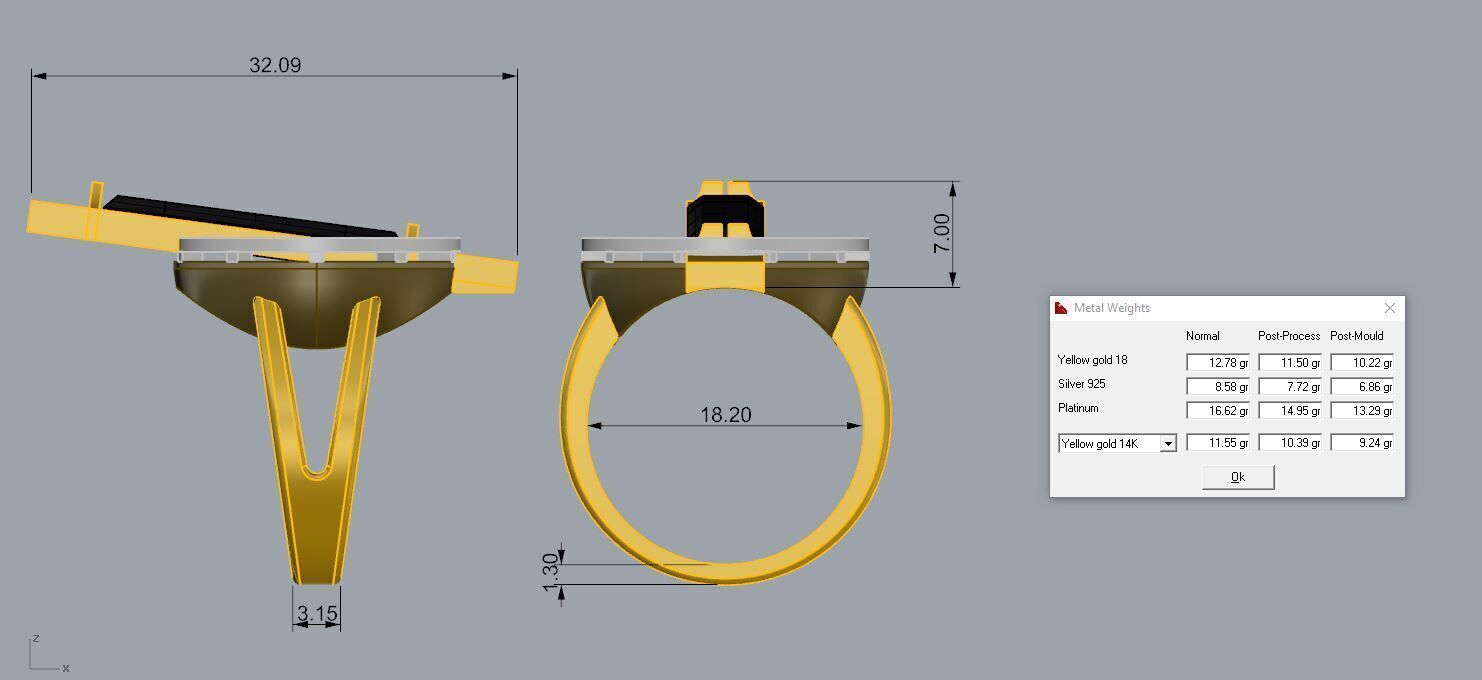 Elegant ring Gold 3D print model_4