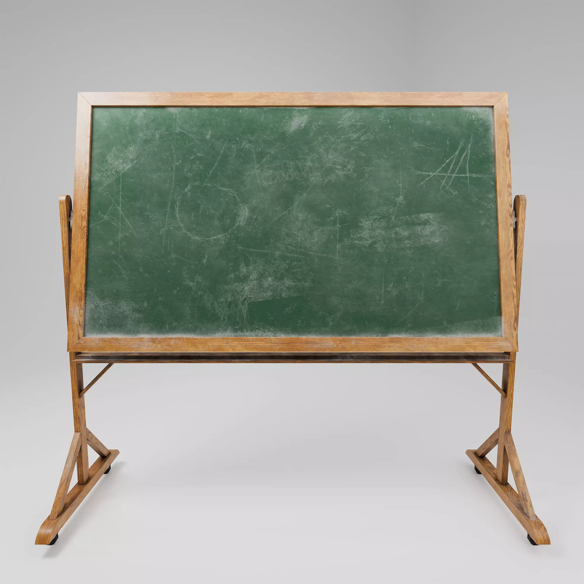 Old vintage chalkboard with green board Low-poly 3D model_0