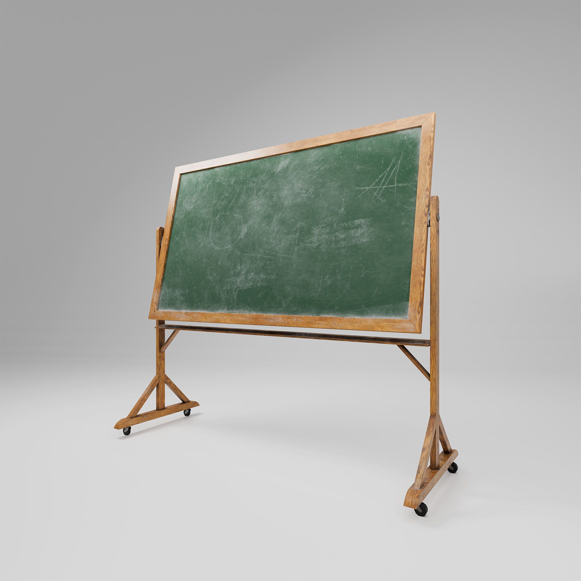 Old vintage chalkboard with green board Low-poly 3D model_2