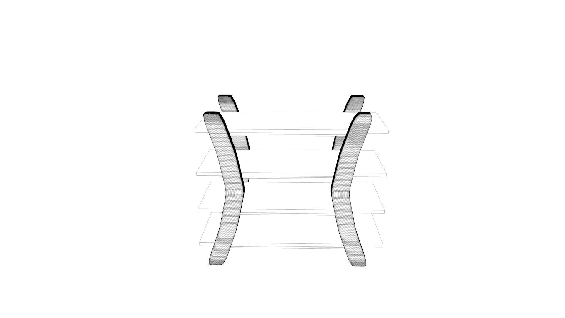 4 tiered storage shelf Low-poly 3D model_6