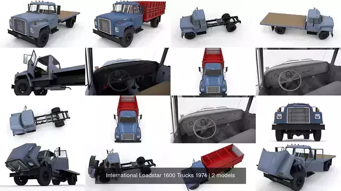 International Loadstar 1600 Trucks 1974 3D Model Collection