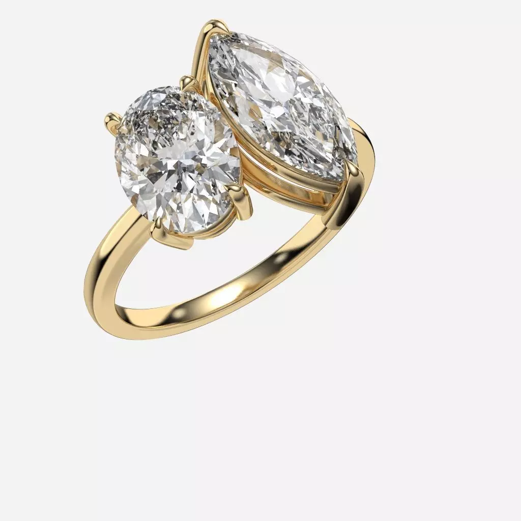 Two Stone diamond Ring 3D print model