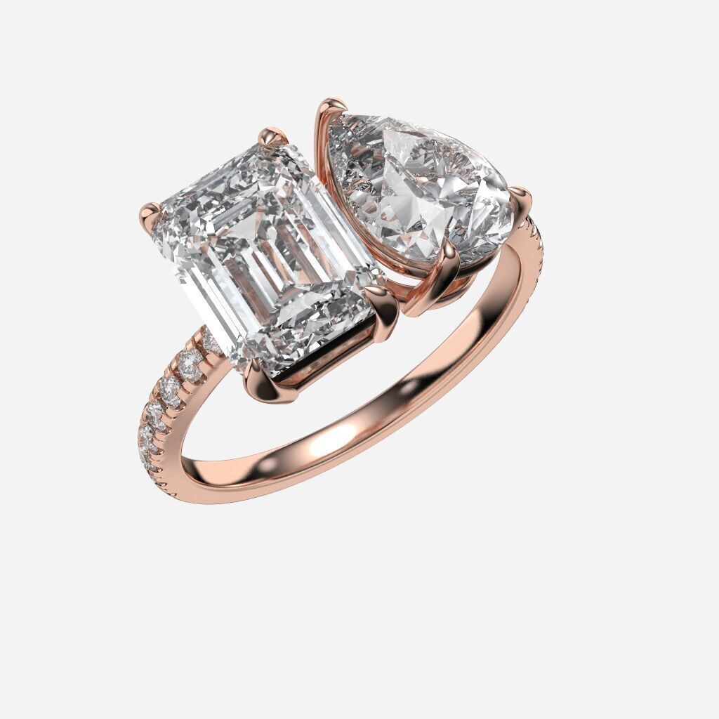 Two Stone diamond Ring 3D print model_2