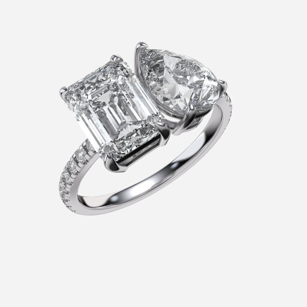 Two Stone diamond Ring 3D print model_10