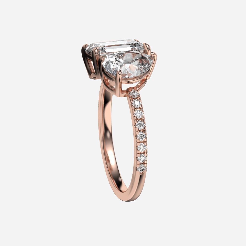 Two Stone diamond Ring 3D print model_4