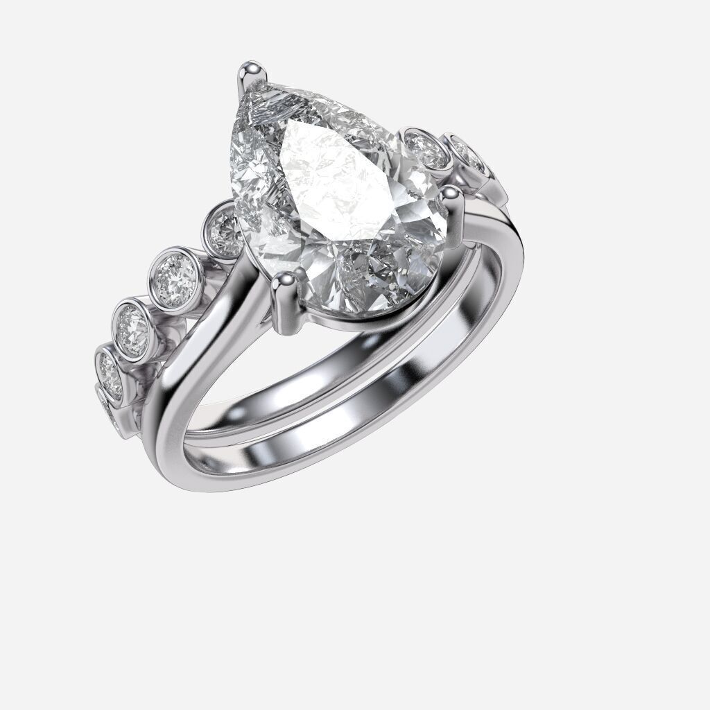 Three STONE Engagement Ring 3D print model_3