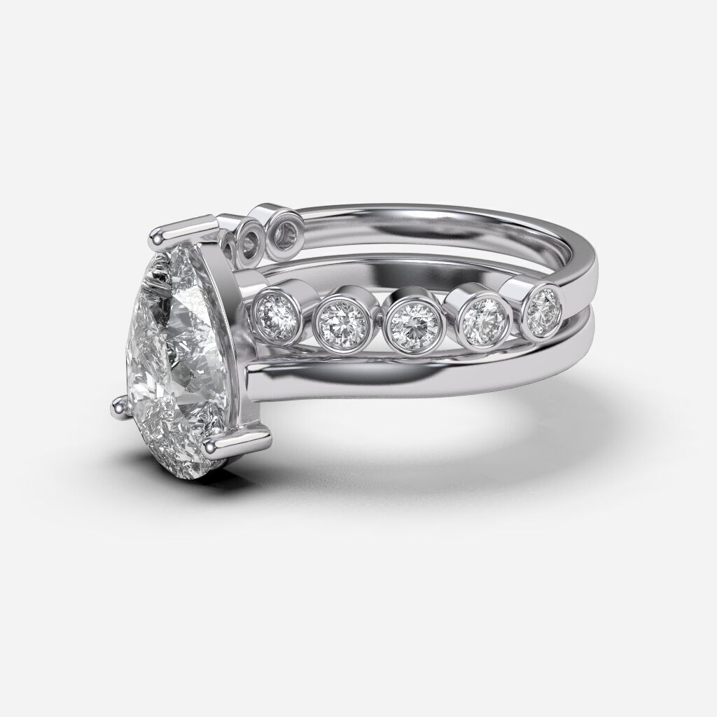 Three STONE Engagement Ring 3D print model_2