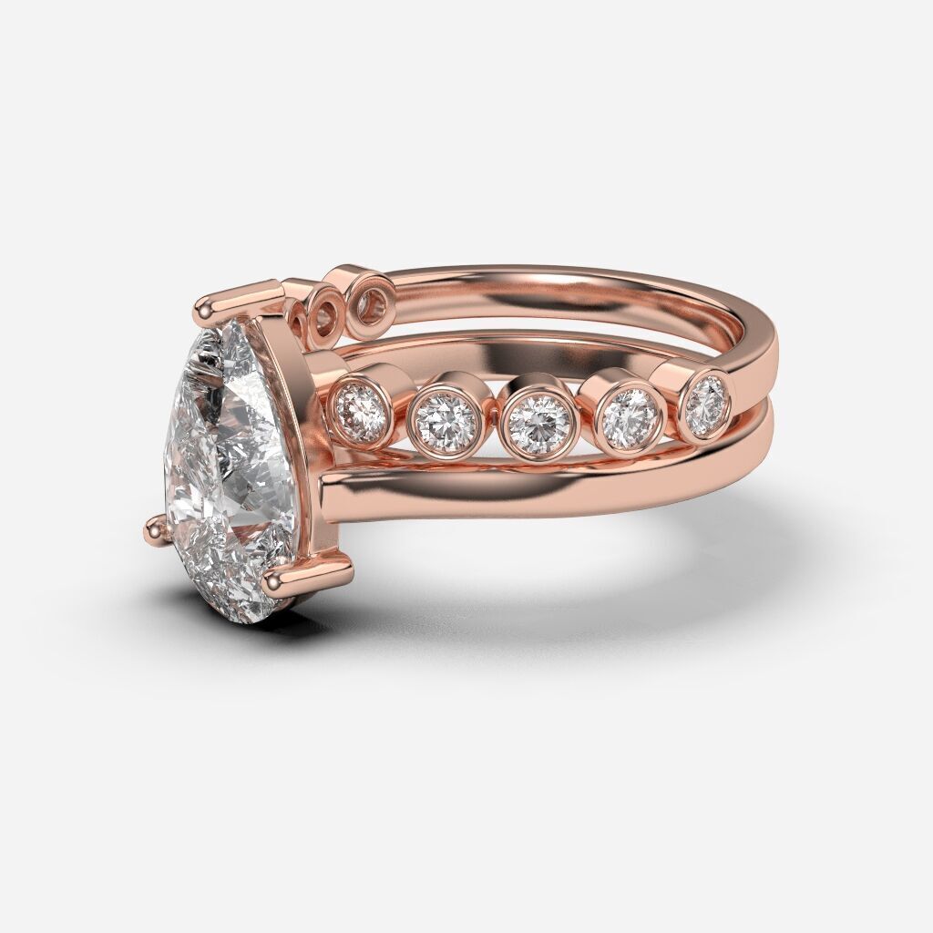 Three STONE Engagement Ring 3D print model_9