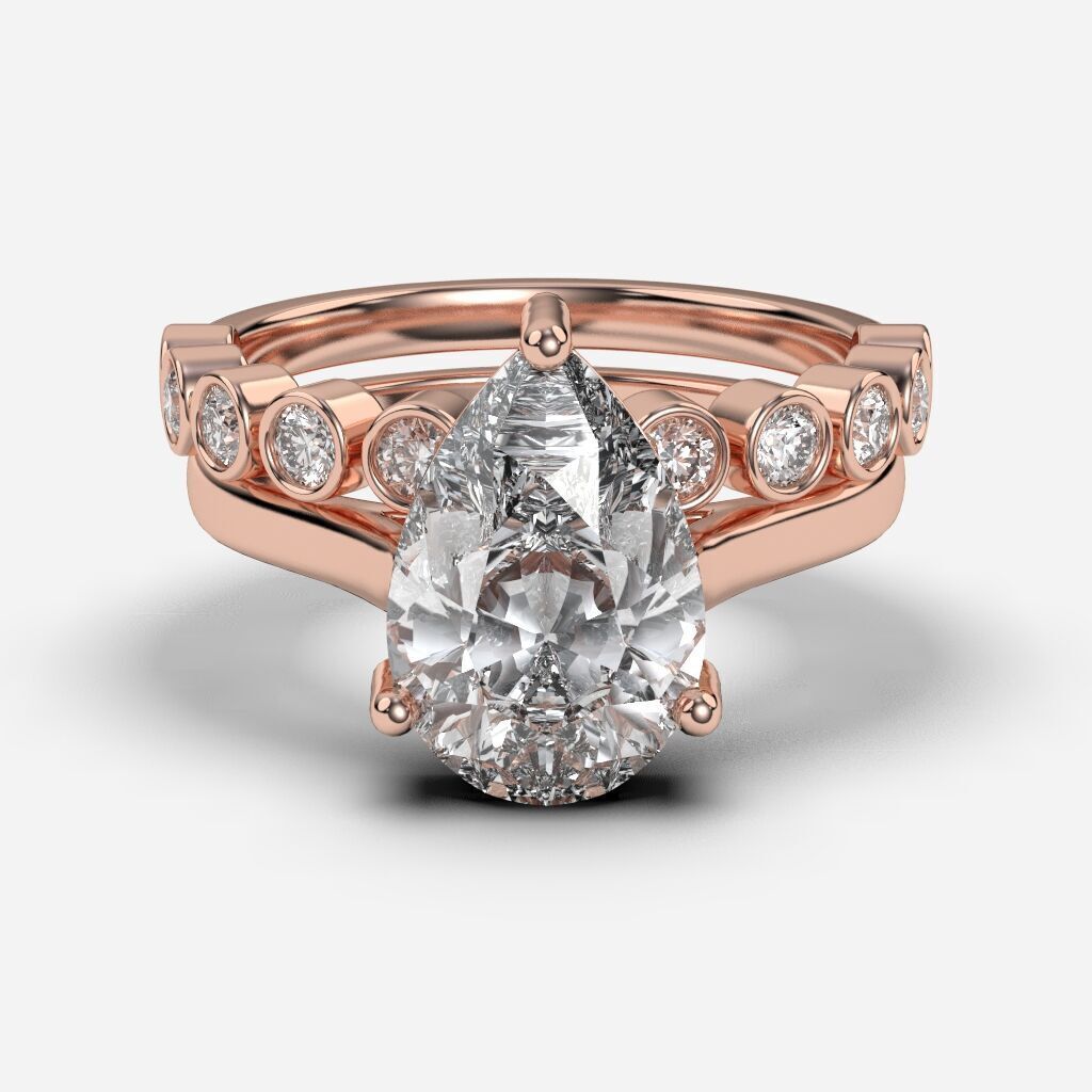 Three STONE Engagement Ring 3D print model_10