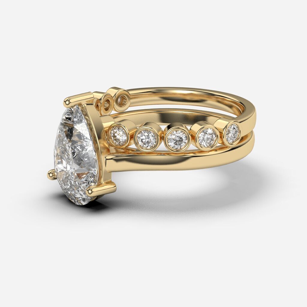 Three STONE Engagement Ring 3D print model_12