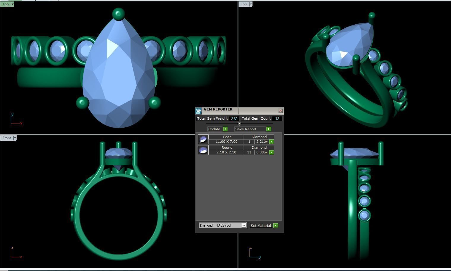 Three STONE Engagement Ring 3D print model_7