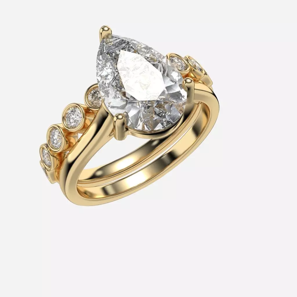 Three STONE Engagement Ring 3D print model_0
