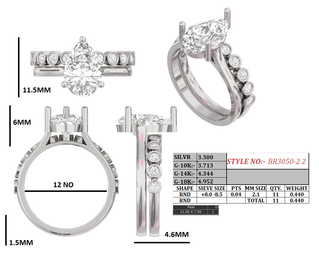 Three STONE Engagement Ring 3D print model_1