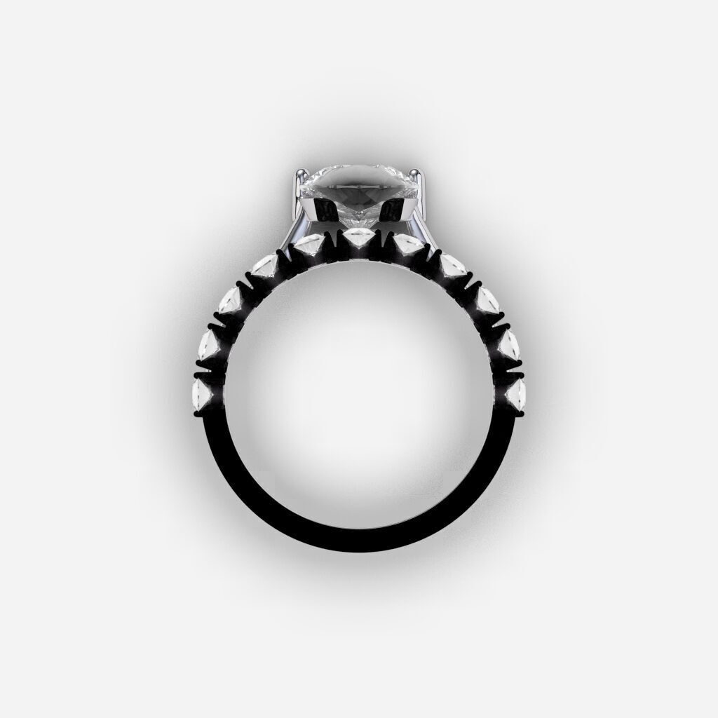 Three STONE Engagement Ring 3D print model_4