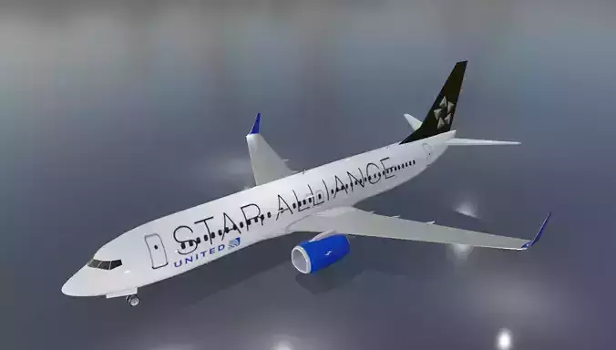 United Boeing 737-800 star alliance with cockpit 