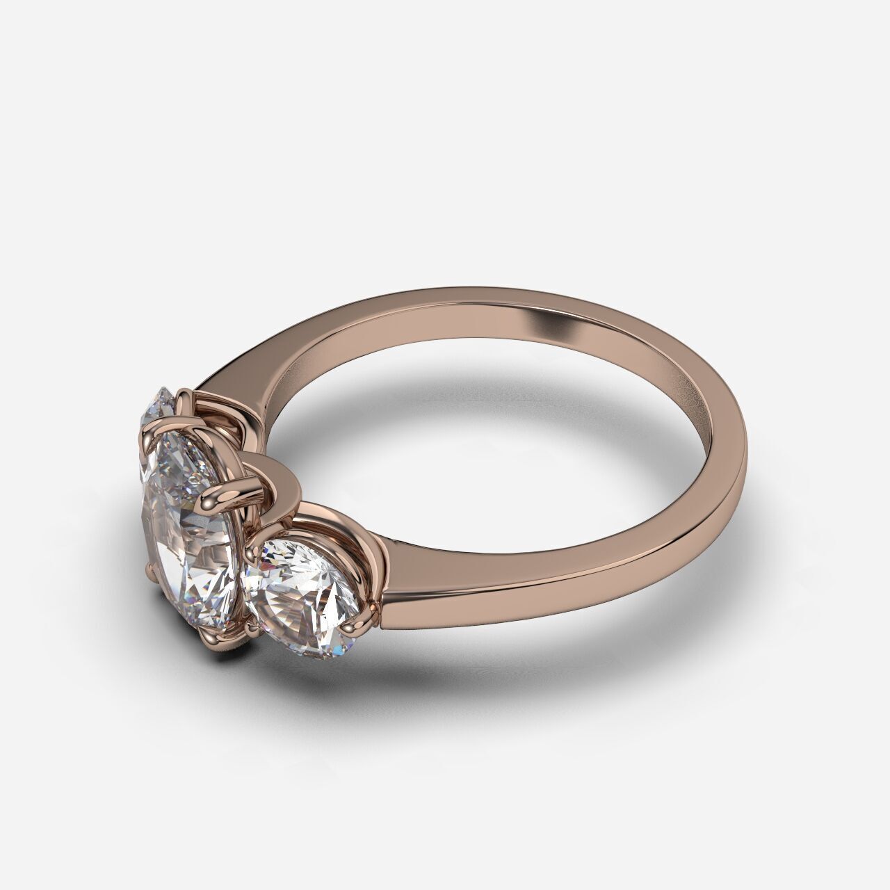 Three Stone diamond Ring 3D print model_5