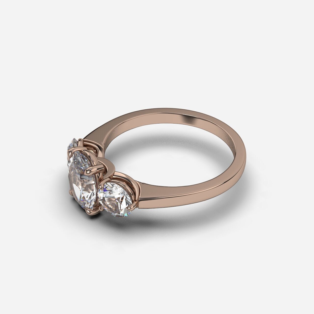 Three Stone diamond Ring 3D print model_2