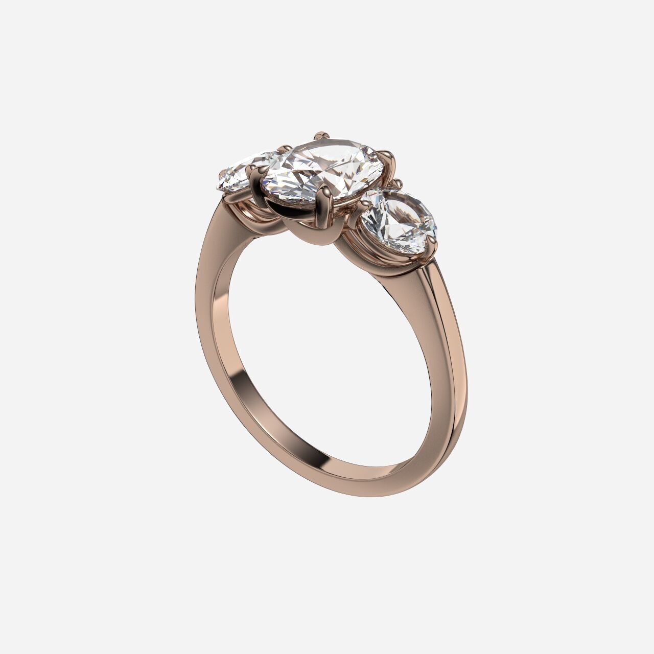 Three Stone diamond Ring 3D print model_3