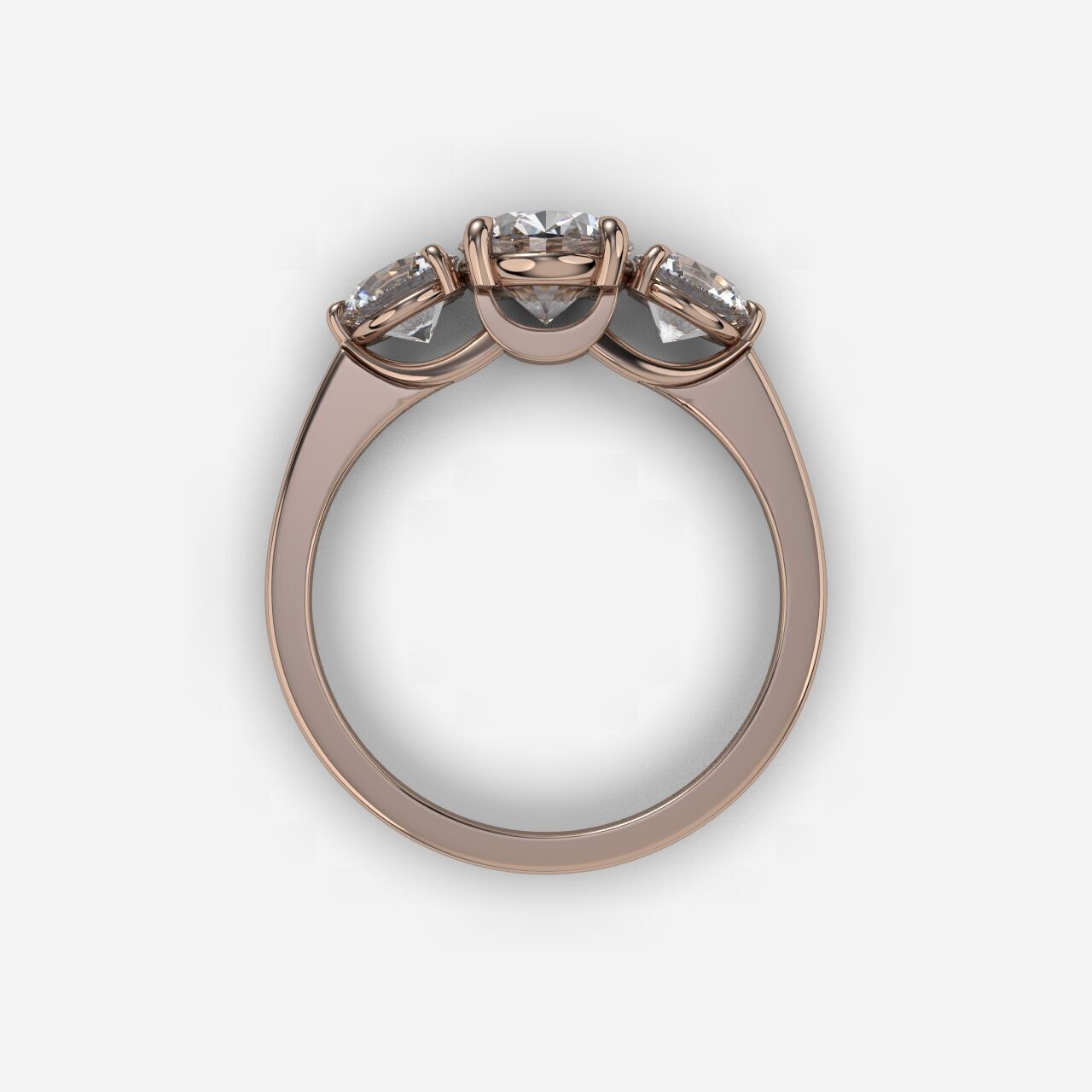 Three Stone diamond Ring 3D print model_4