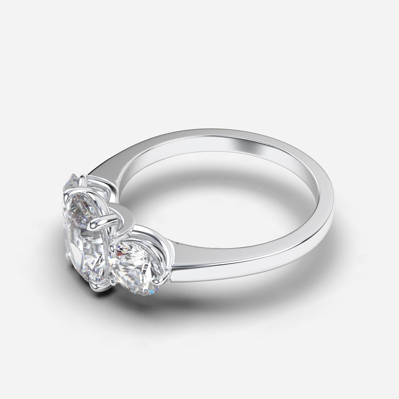 Three Stone diamond Ring 3D print model_9