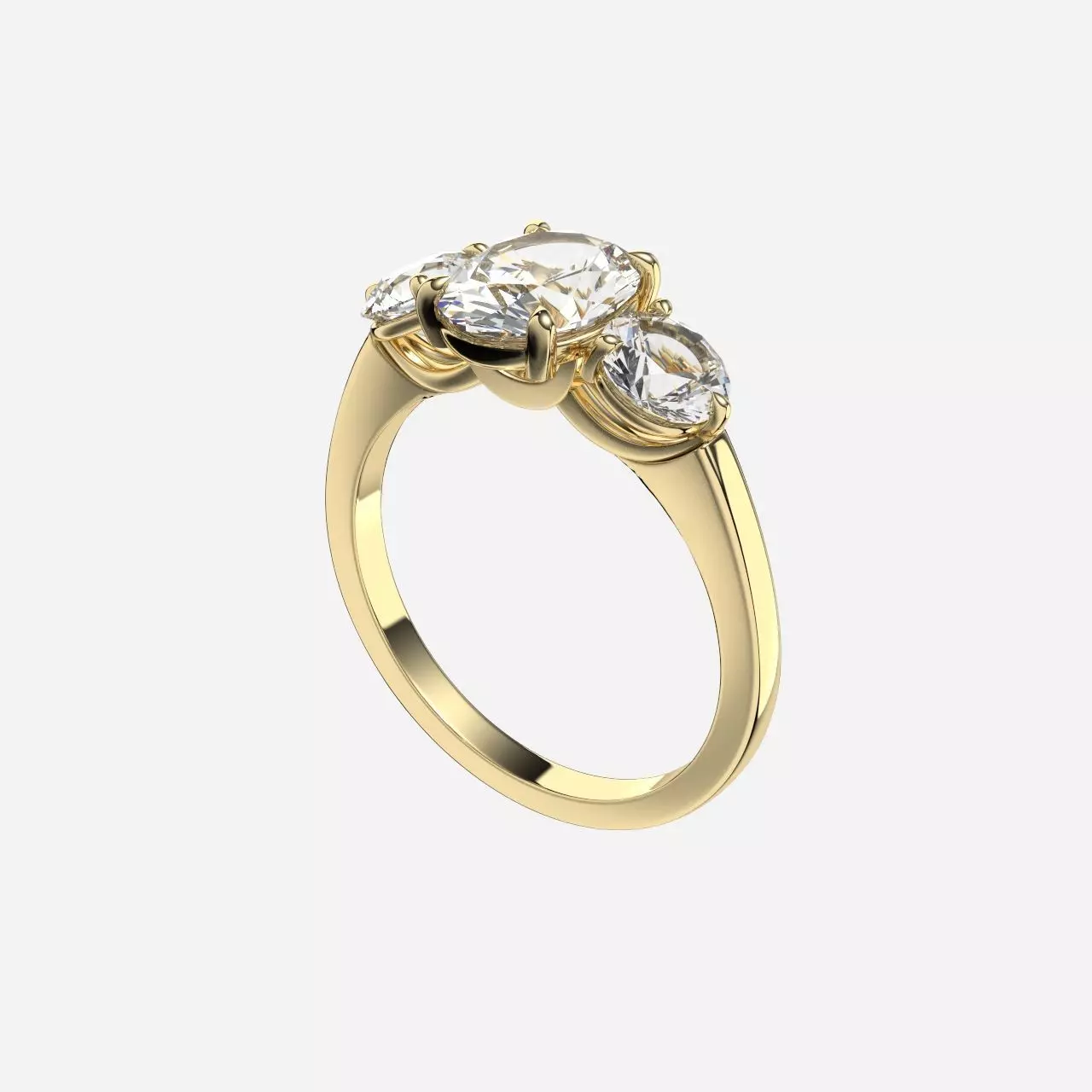 Three Stone diamond Ring 3D print model_0