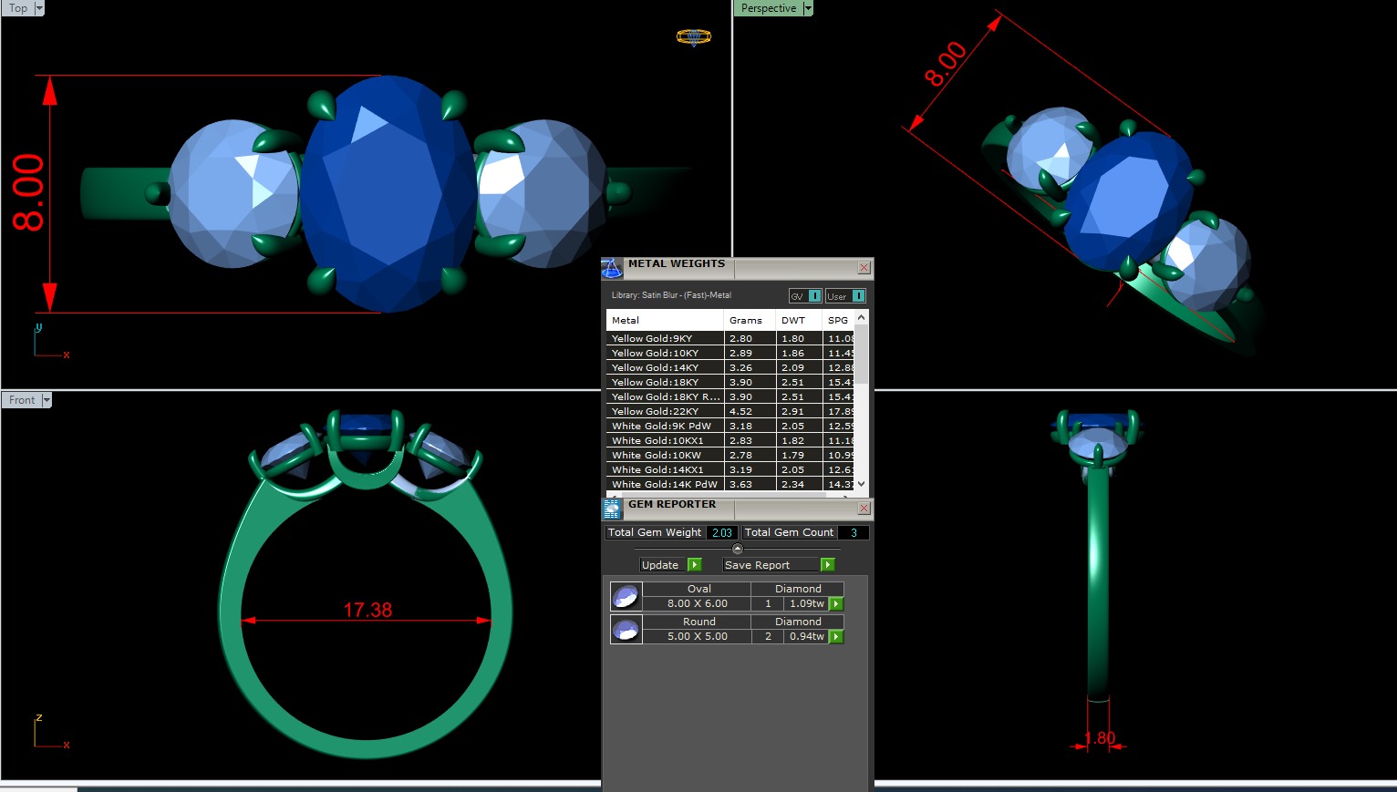 Three Stone diamond Ring 3D print model_11
