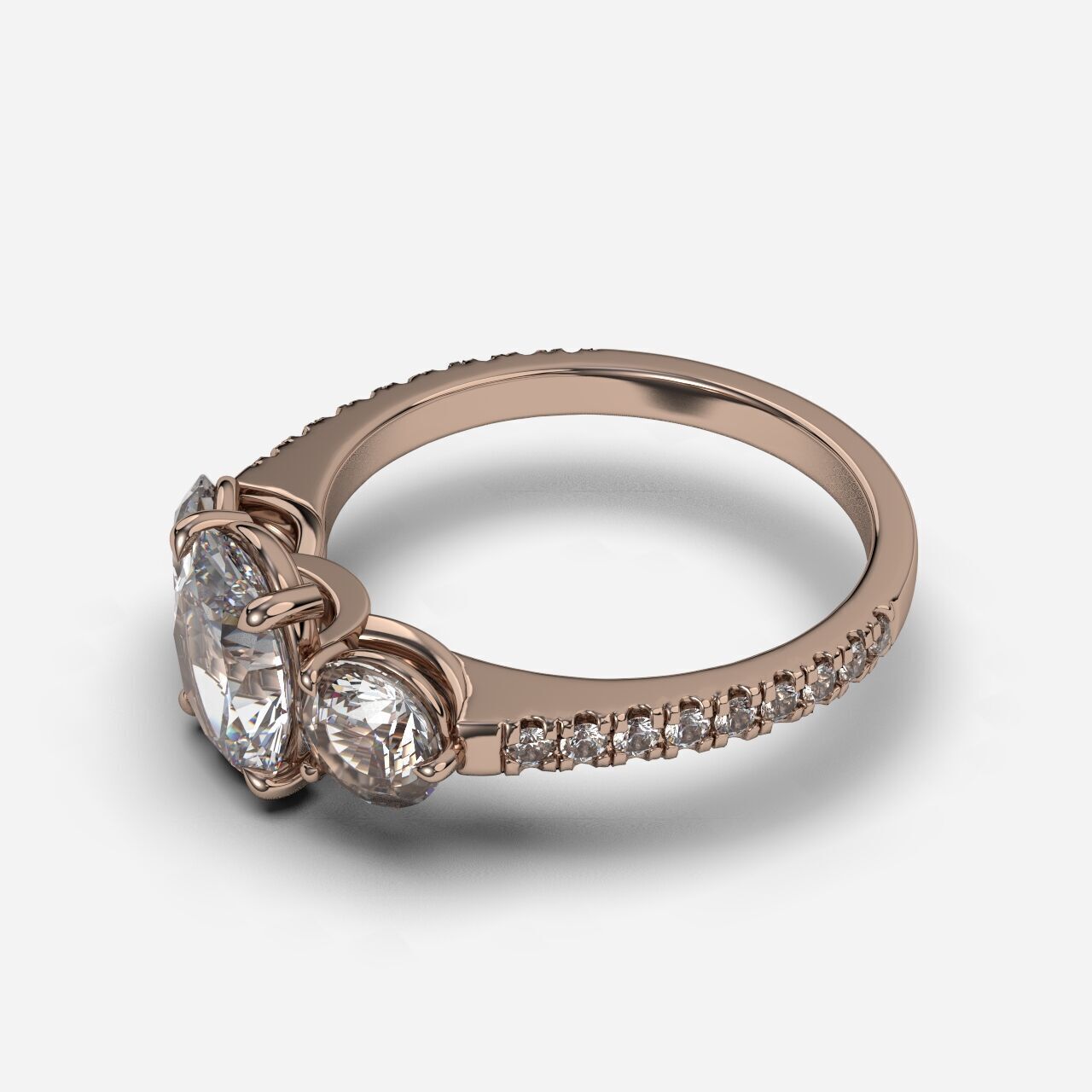 Three Stone diamond Ring 3D print model_7