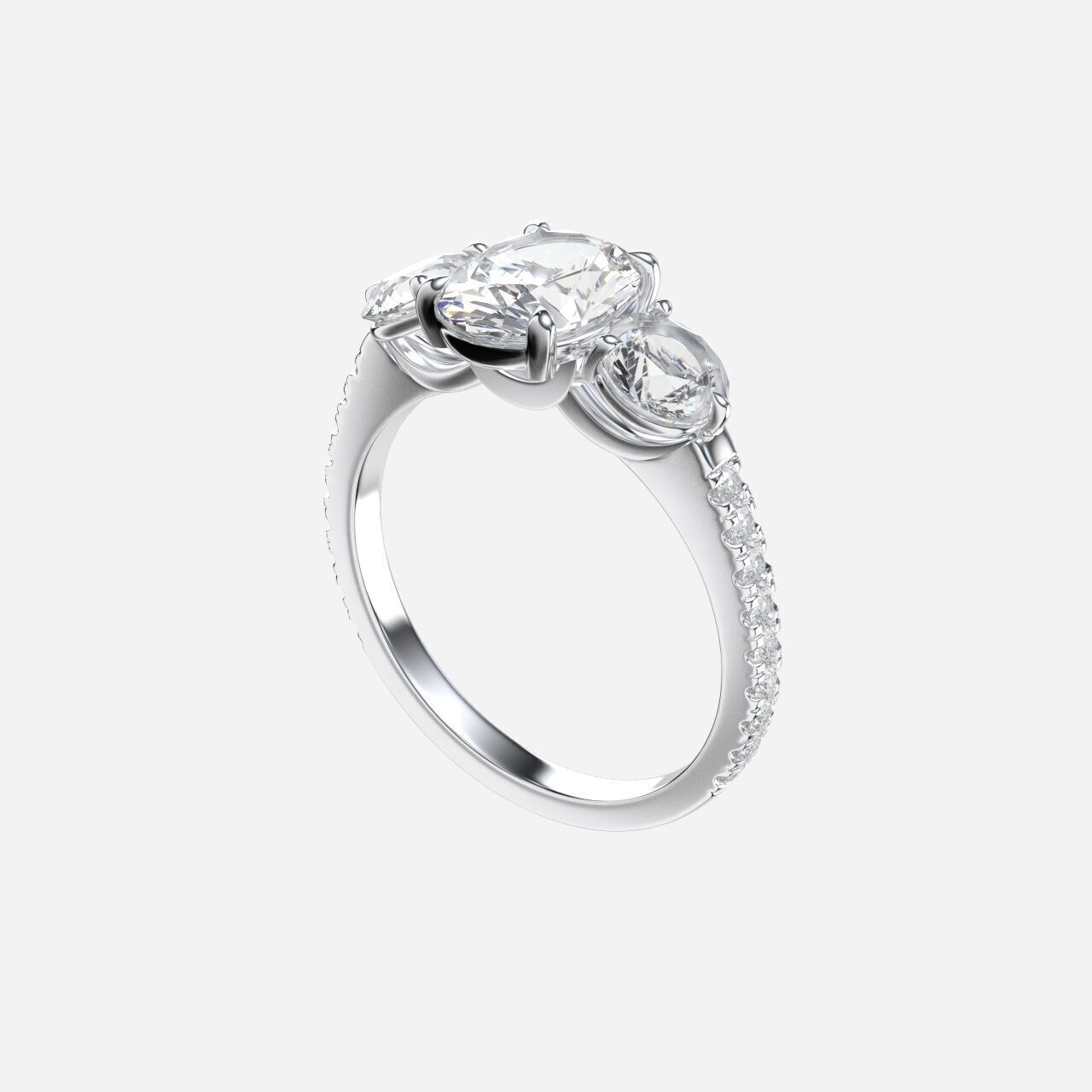 Three Stone diamond Ring 3D print model_9