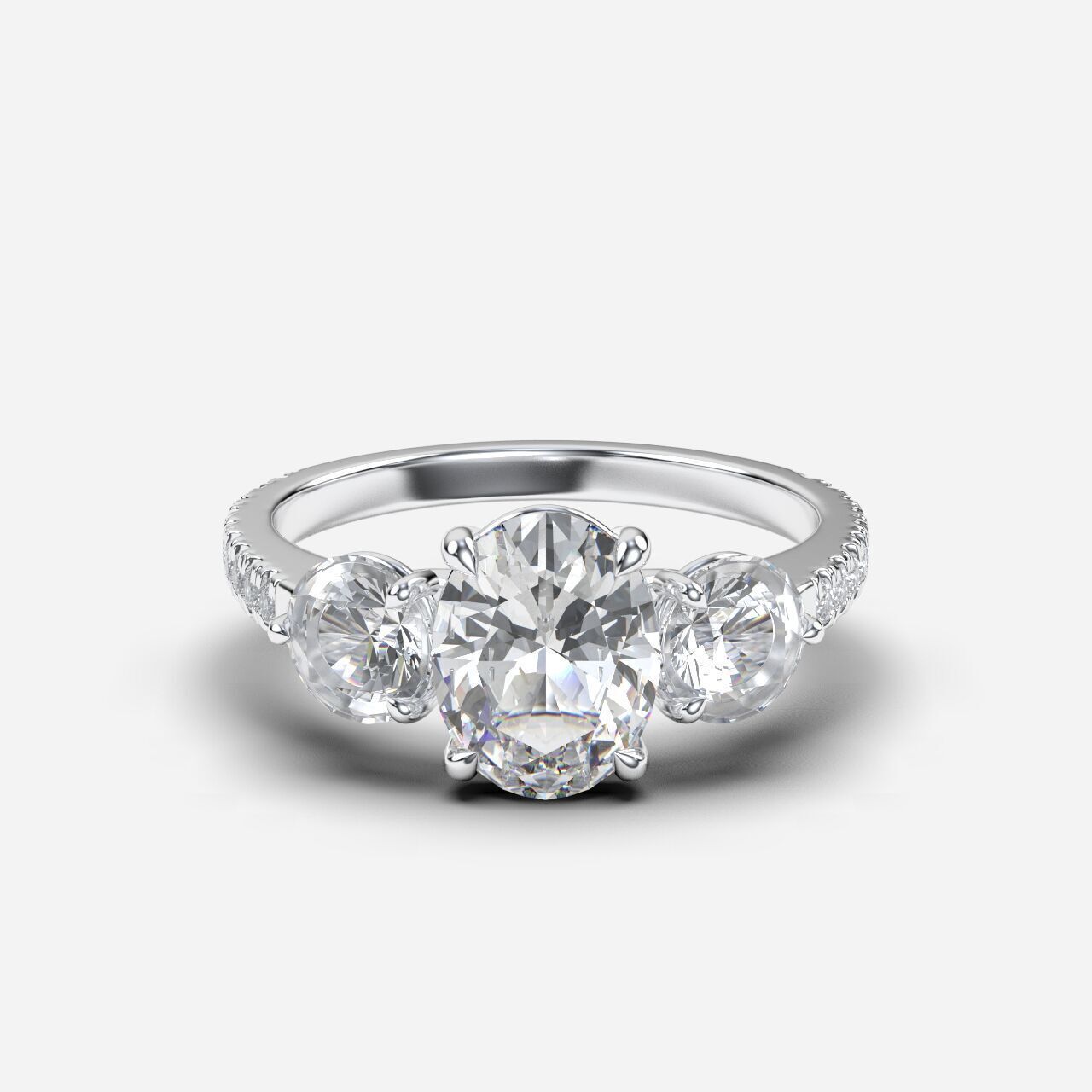 Three Stone diamond Ring 3D print model_8