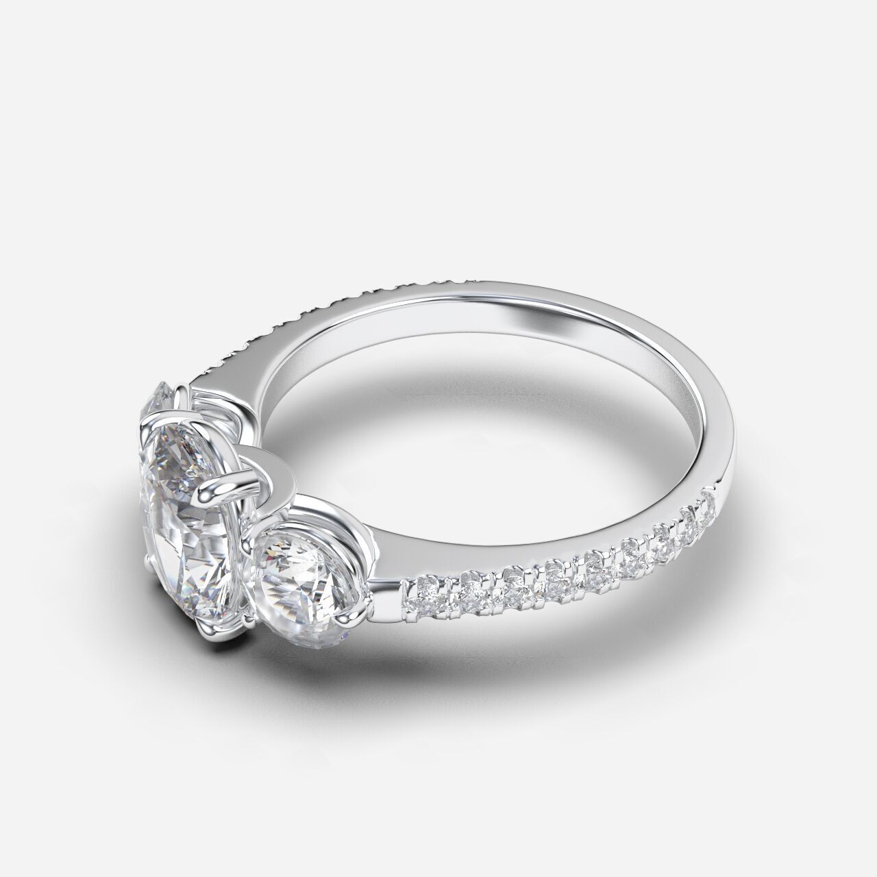 Three Stone diamond Ring 3D print model_11