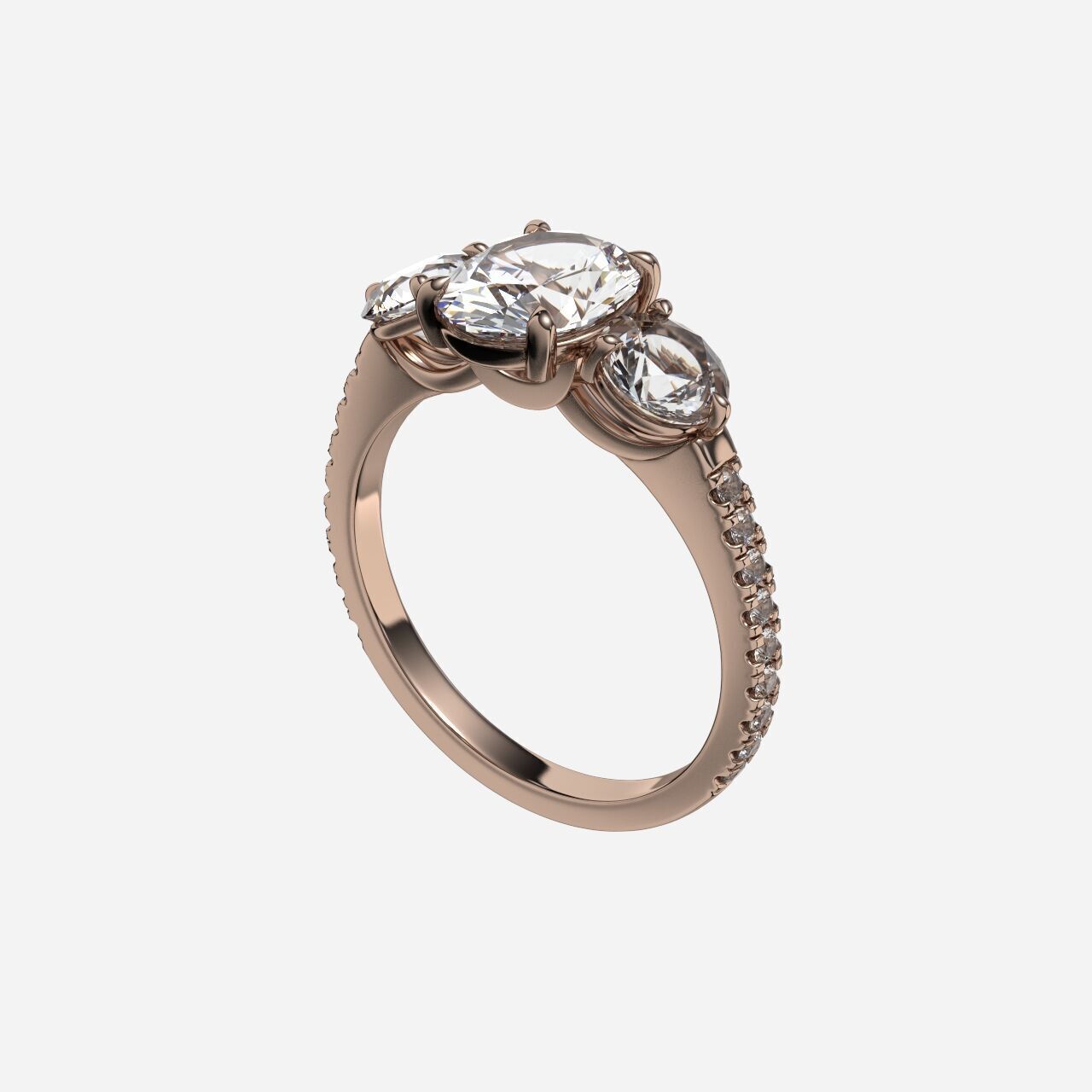 Three Stone diamond Ring 3D print model_5
