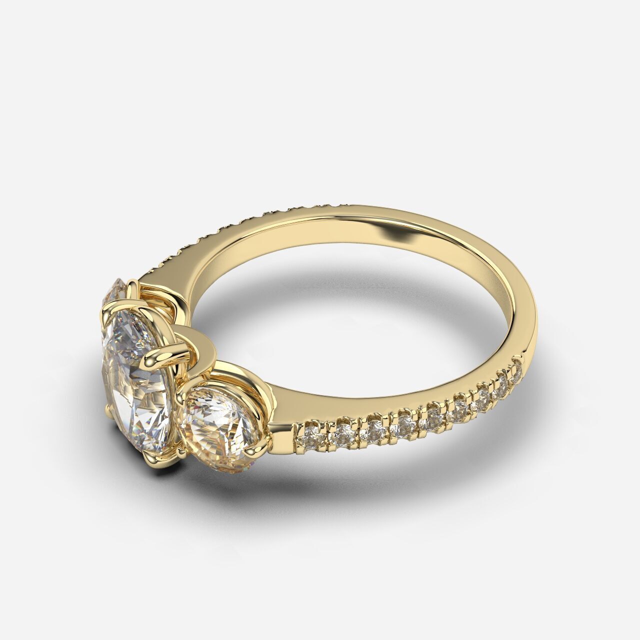 Three Stone diamond Ring 3D print model_13