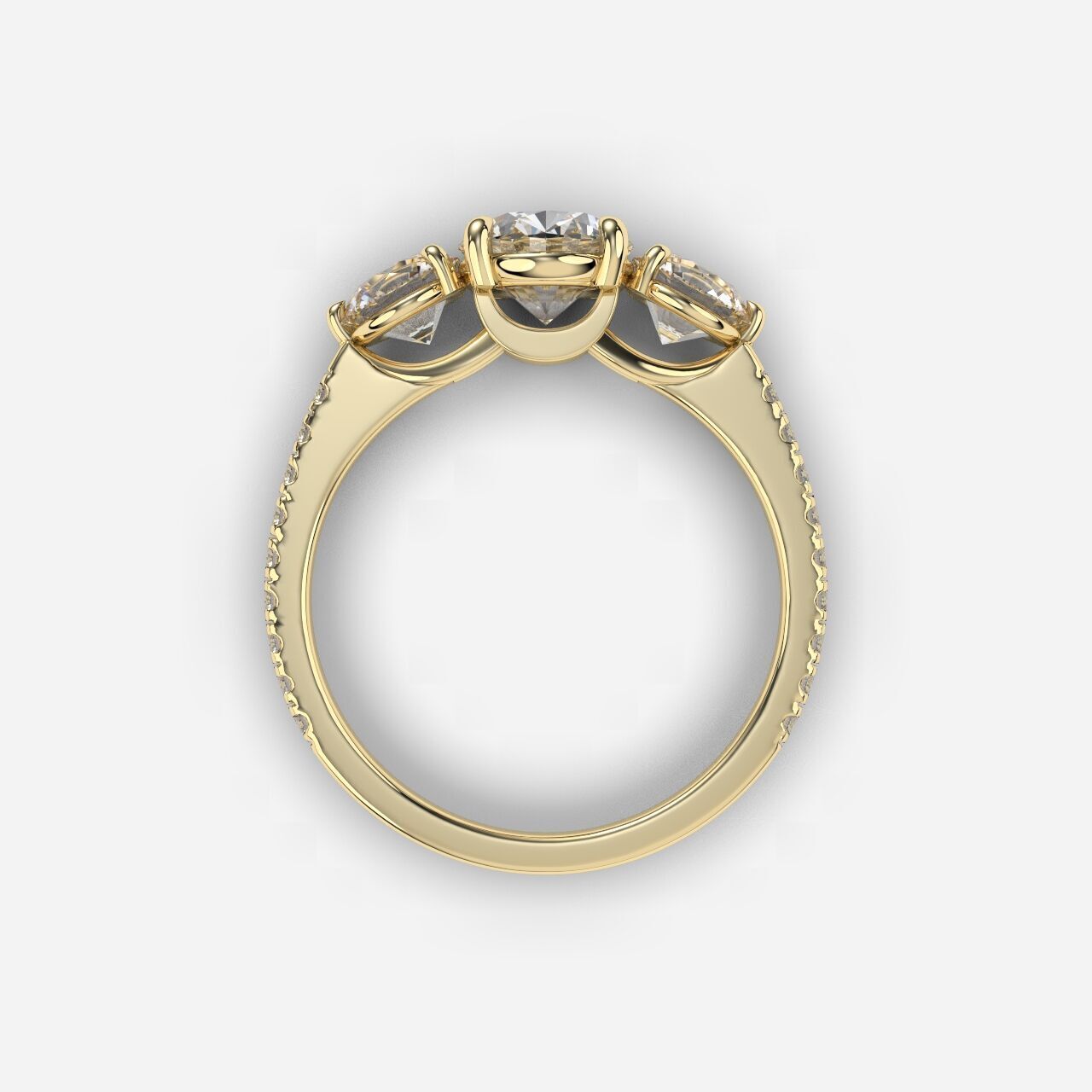 Three Stone diamond Ring 3D print model_2