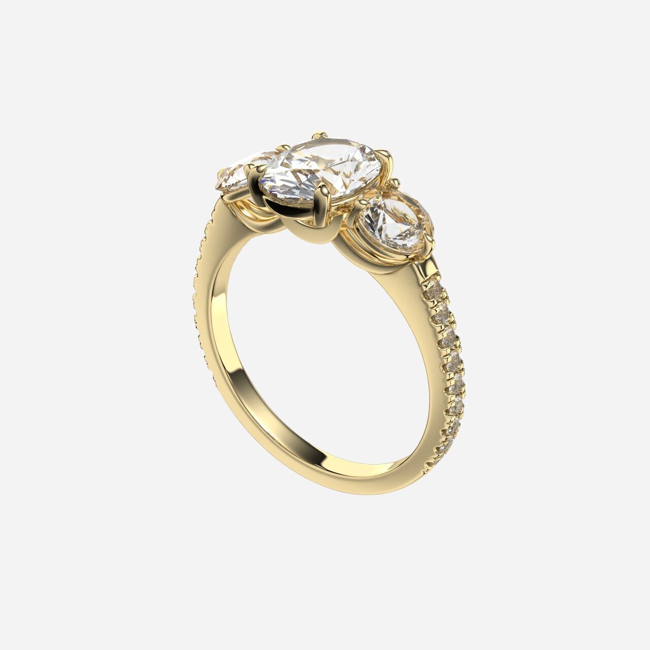 Three Stone diamond Ring 3D print model_1
