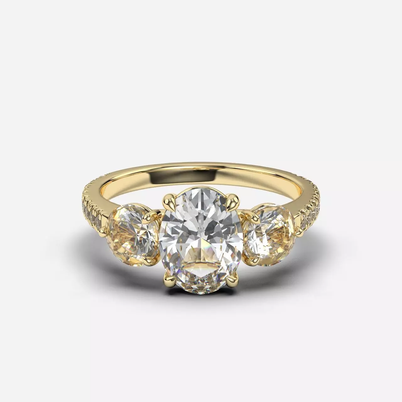 Three Stone diamond Ring 3D print model_0