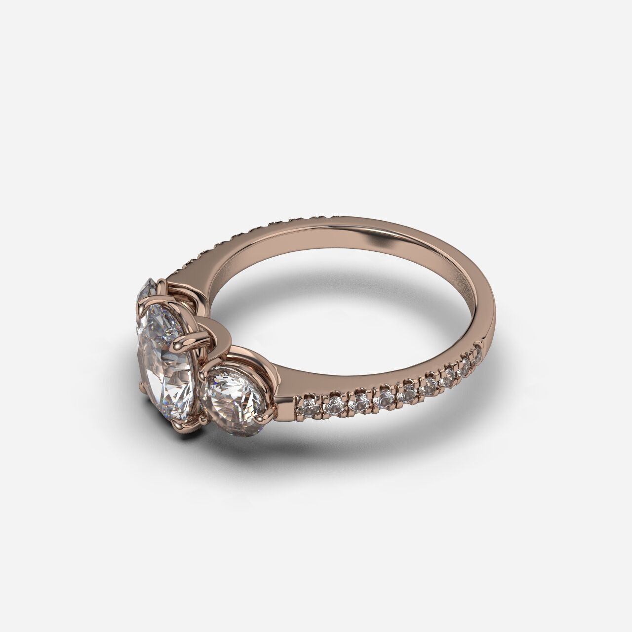 Three Stone diamond Ring 3D print model_3