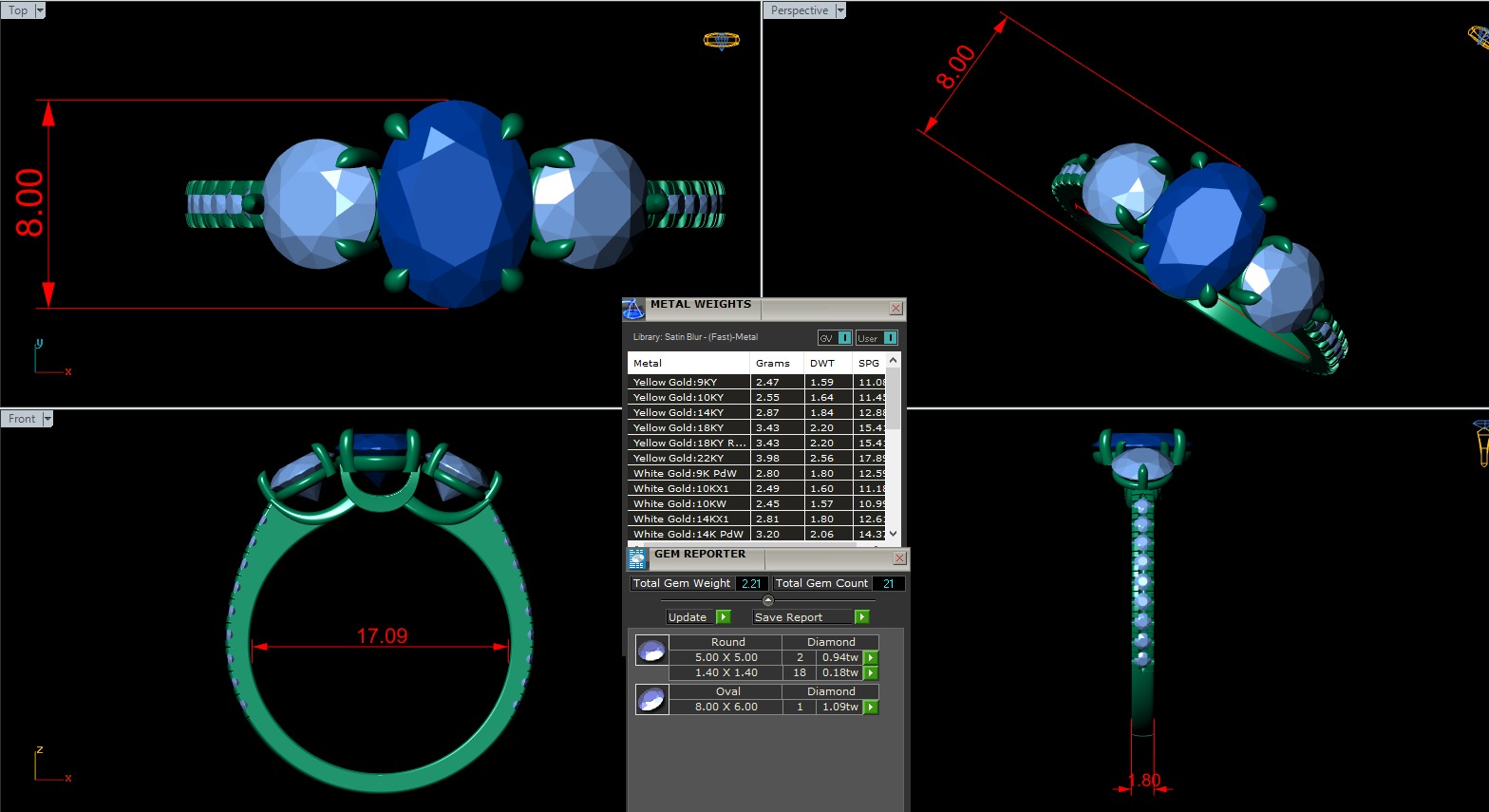 Three Stone diamond Ring 3D print model_12
