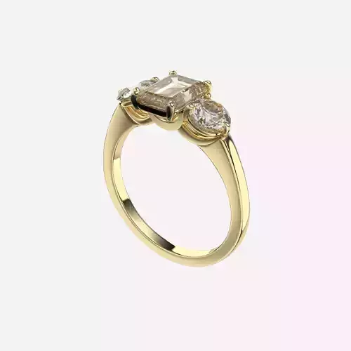 Three Stone diamond Ring 3D print model
