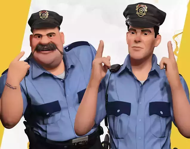 Toon Policeman 3D Model  Fully Rigged 3D Model Collection